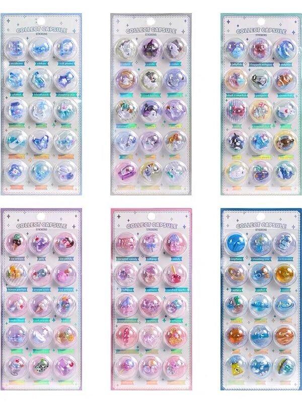 3D カプセルステッカー DIY日記・スマホカメラ装飾用｜かわいいレリーフデザイン