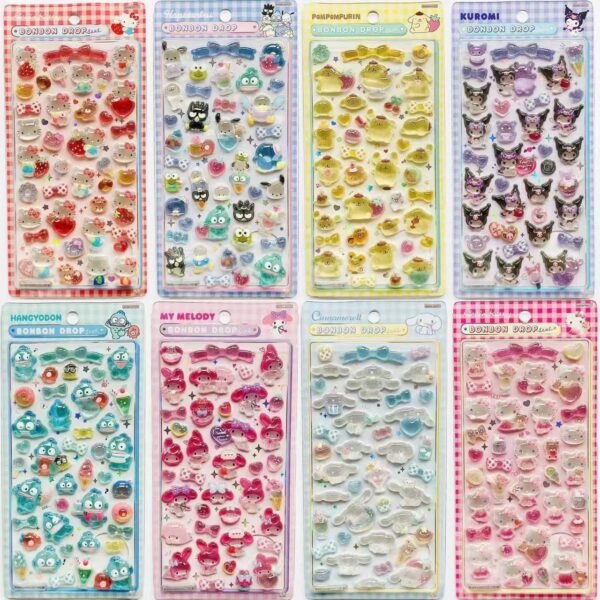 アニメかわいい 3D サンリオリリーフステッカー｜クロミ・マイメロ・シナモロール｜漫画ゼリークリスタルデコレーション