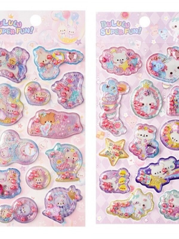 【2枚セット】3D香りパールシェイクステッカー、スマホケースデコレーション用ハンドメイドリワードステッカー