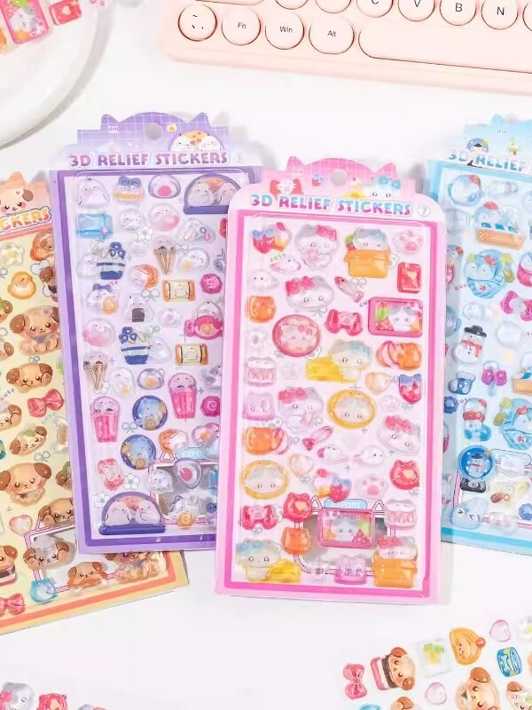 【4 枚セット】3D 立体エンボス キャンディーパーティーステッカー